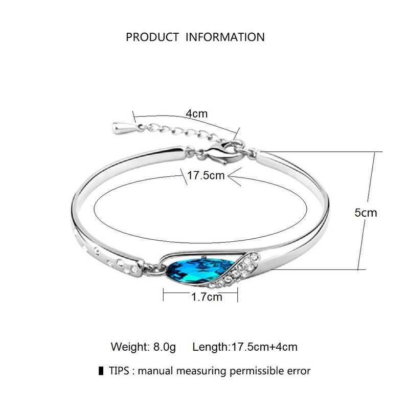Lam Sence White Gold-plated Glass Slipper Blue Crystals Bangle Bracelet - Image 3